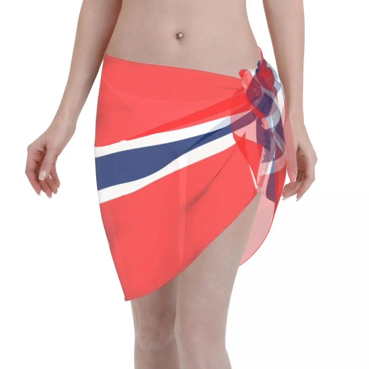 

Sexy Chiffon Swimwear Pareo Norwegian Flag Norway Beach Cover Up Wrap Sarong Skirt Print Beach Wear Swimsuits Bikinis Cover Ups
