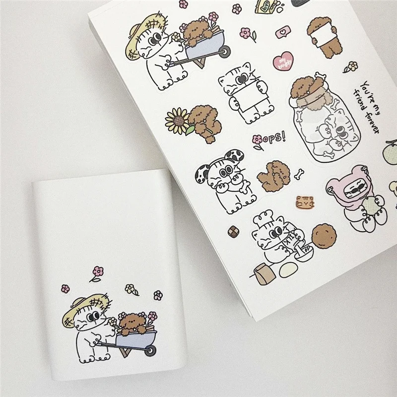 Ins Cartoon Puppy Cat Cute Stickers Scrapbooking Creative Diy Collage Sealing Labels Photo Stationery Kawaii Decorative Sticker