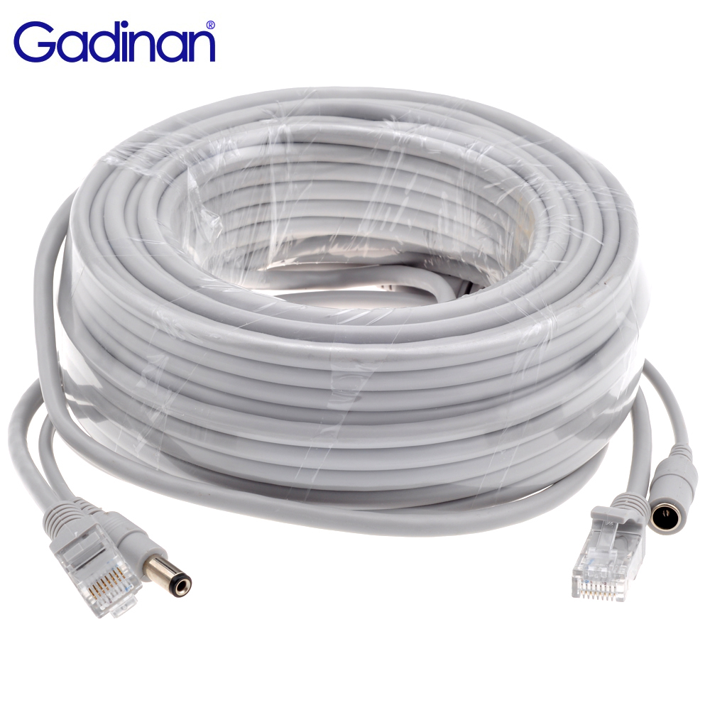 Gadinan CAT5/CAT-5e Ethernet Cable RJ45 + DC Power CCTV Network Lan Cable 5M/10M/15M/20M/30M For System IP Cameras And NVR Syste