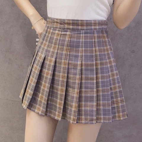 2022 Women's Skirt Shorts High Waist A-line Student Plaid Pleated Skirts for Women Clothes Dance Mini Girls Skirts Kawaii Faldas 11