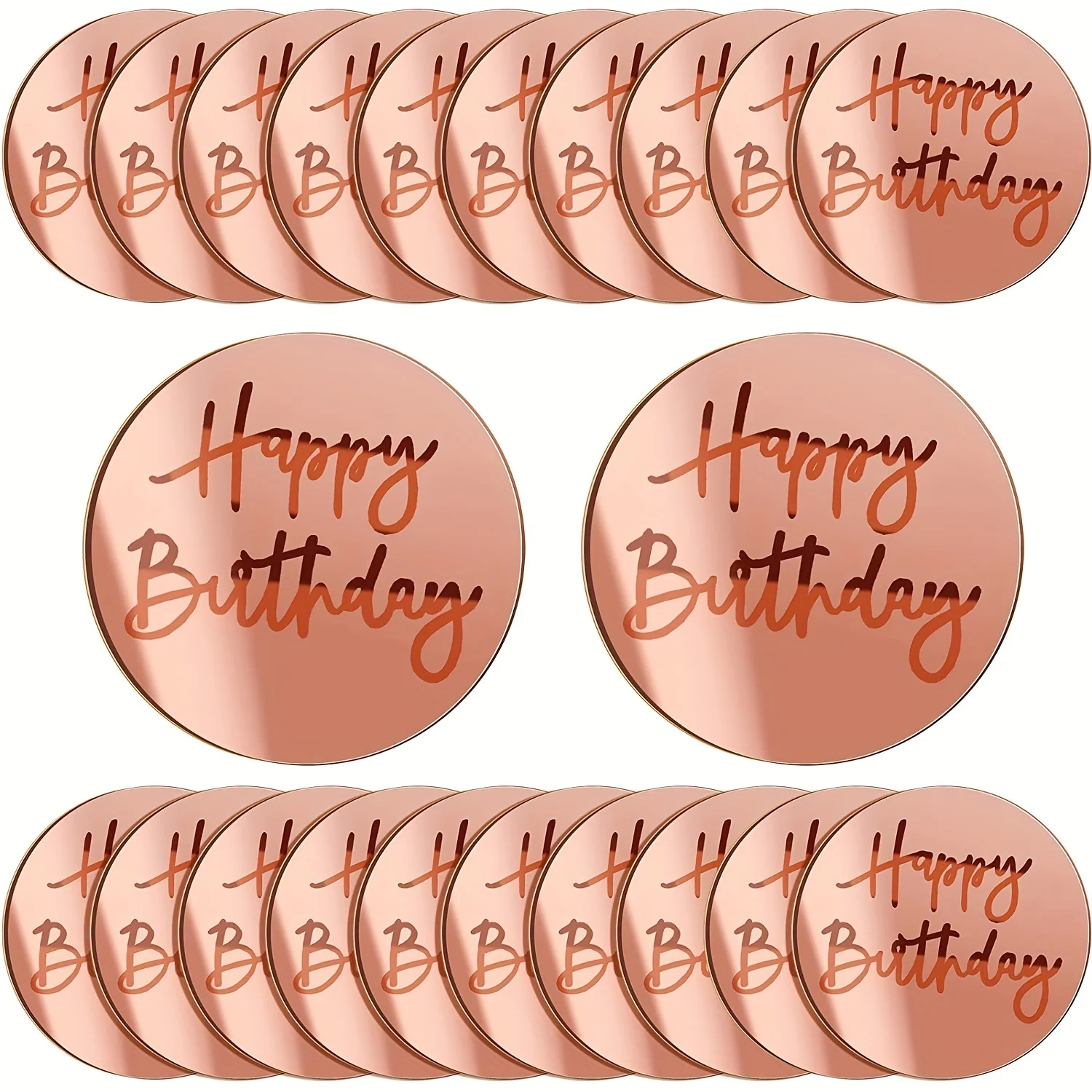 

20pcs Acrylic Mirror Cupcake Disc, Acrylic Birthday Cupcake Topper, Round Topper Circle Engraved Disc For DIY Cupcake Decoration