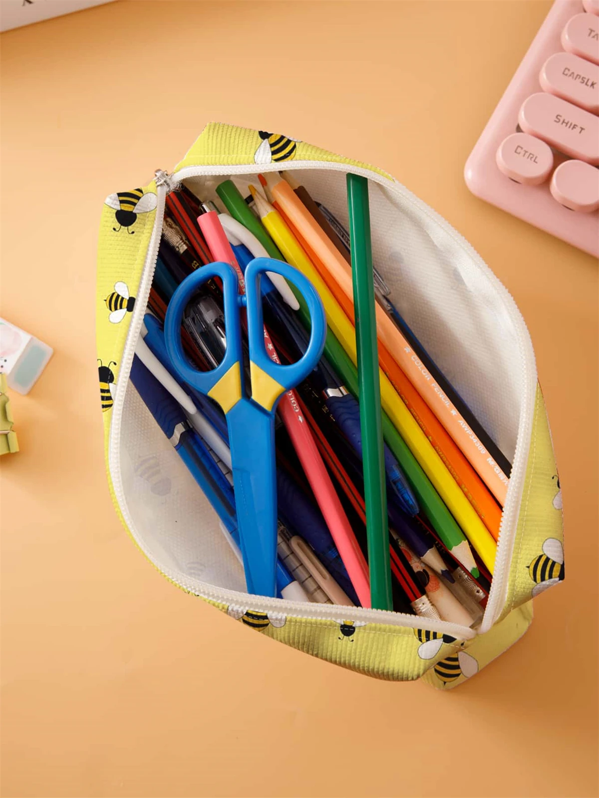Small pencil case, large capacity pencil case, multifunctional stationery storage bag, student school organization supplies