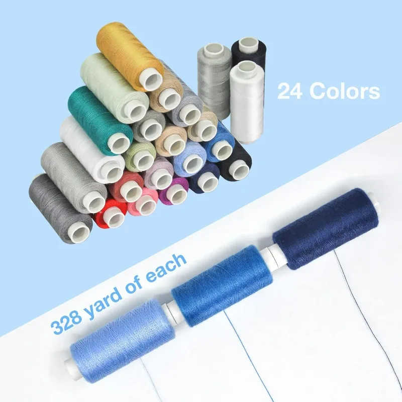 24pcs Sewing Thread Spools Polyester Thread for Hand & Machine Sewing DIY Kit for Beginners Home 24 Mixcolor sewing tools embroidery machine thread kit