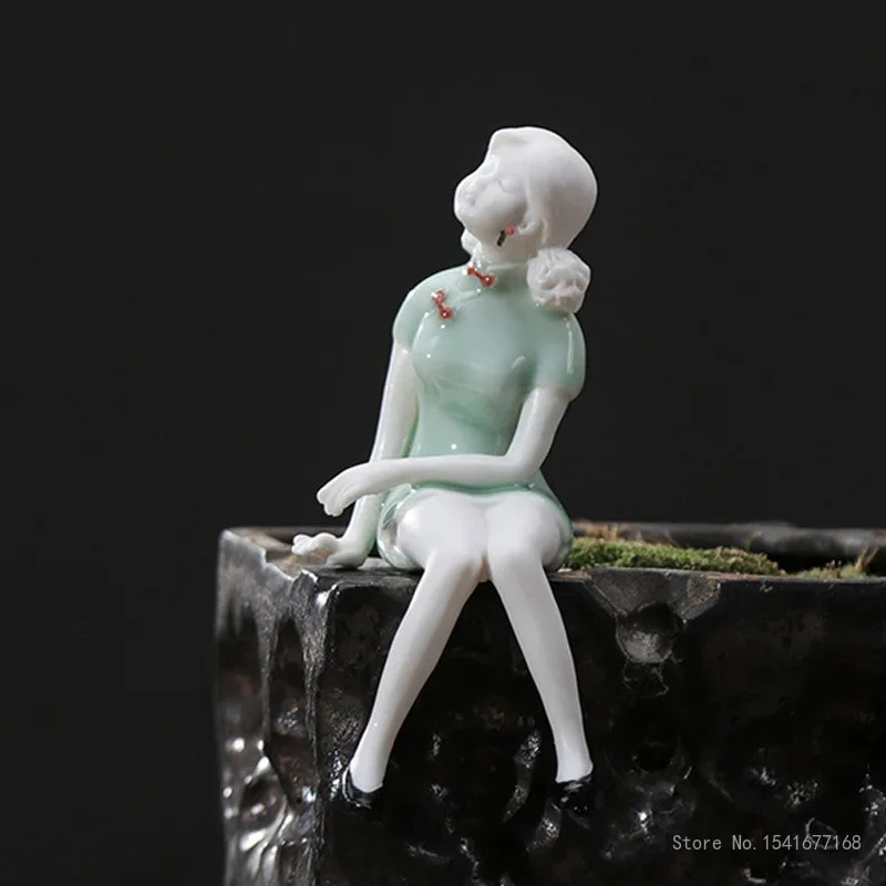 Chinese Classical Figure of Ceramics, Tang Dynasty Beauty, Living Room Entrance, TV Cabinet, Home Zen Small Decor, Creative, 1Pc