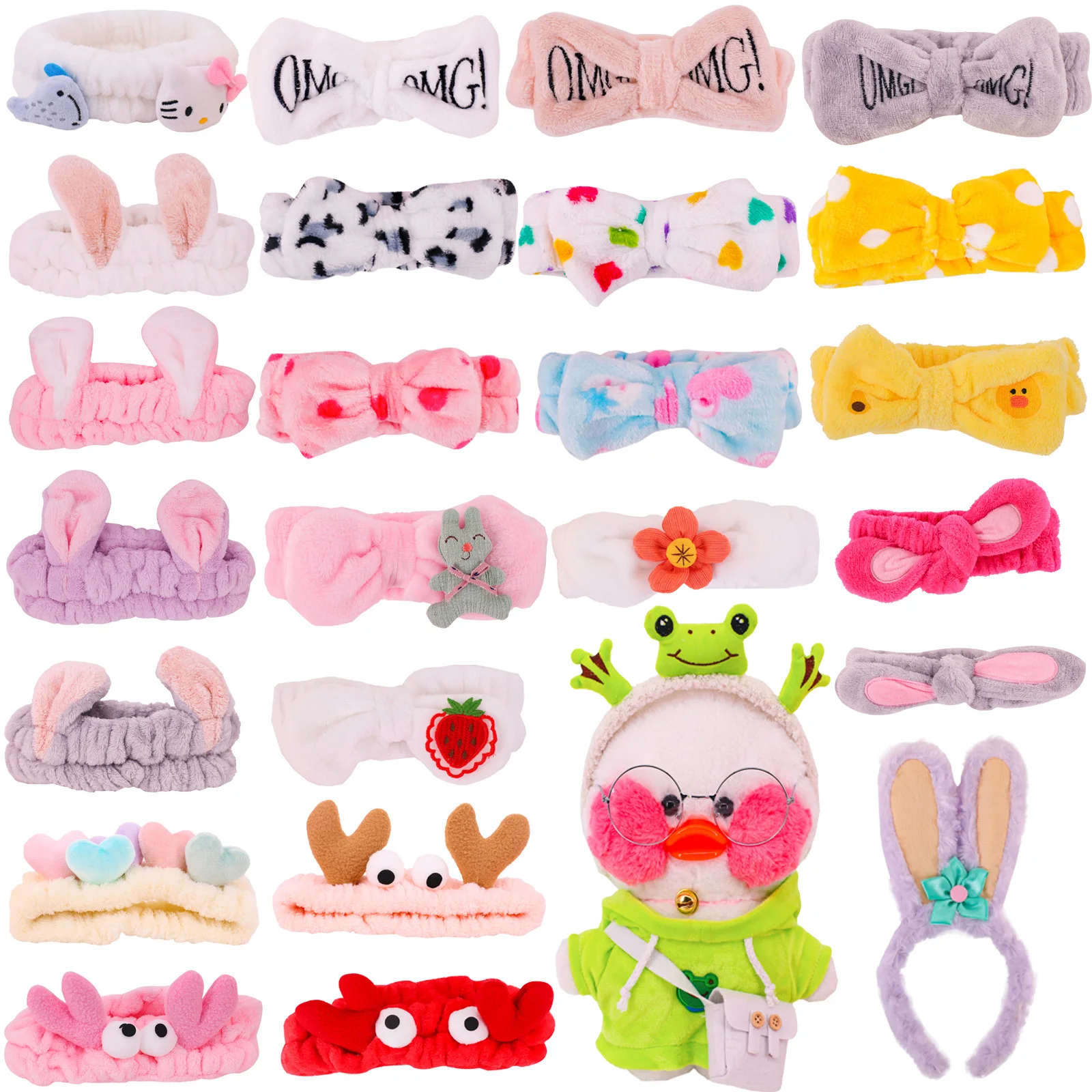 Plush Toy Accessories Various Styles Doll Hair Band Accessories For 30Cm LaLafanfan Duck Plush Dolls Plush Headband Animal&Print Decorative Hair Band