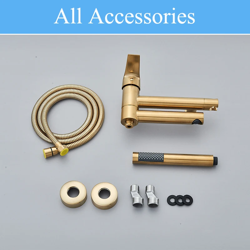 Bathtub Faucet Brass Wall Mounted Bathroom Shower Mixer Tap Single Handle Waterfall Mixing Spout Full Shower Set For Toilet 6
