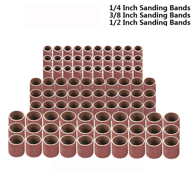 102pcs/set 80Grit Sanding Drums Kit Sanding Band 1/2 1/4 Inch Sand Mandrels  Fit