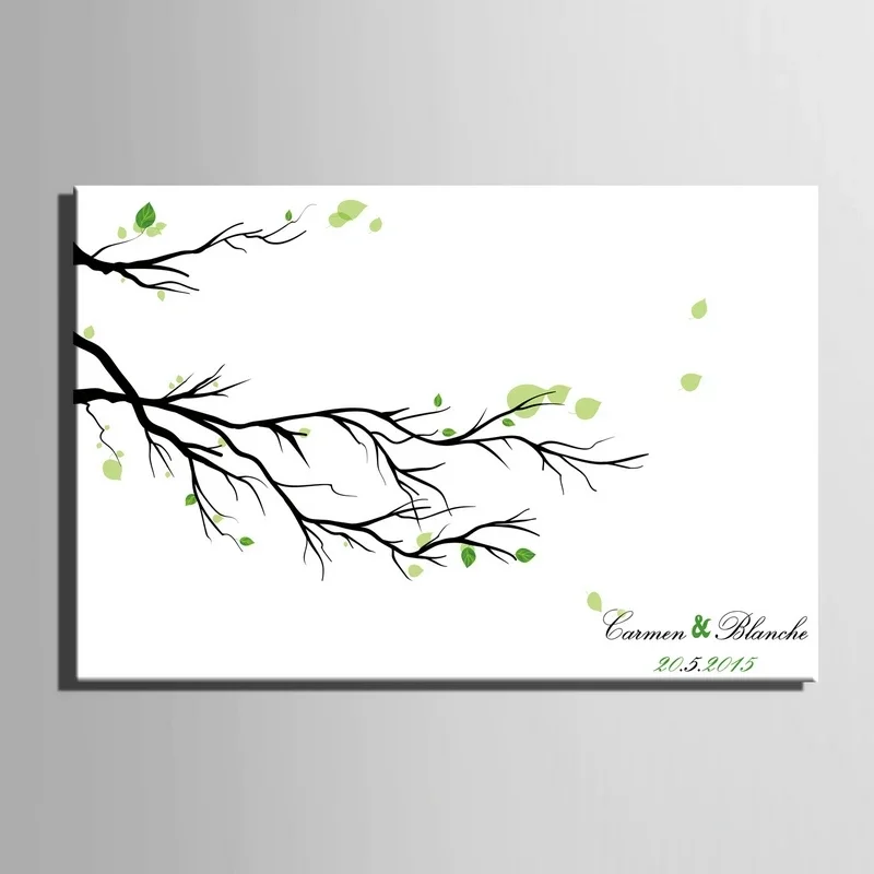 Wedding Tree Branches Fingerprint Painting Signature Wedding Gifts DIY Canvas Guestbook Party Souvenir