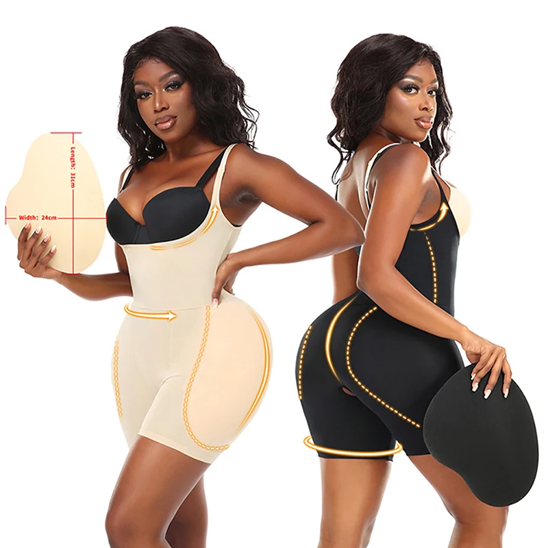 Side Butt Pads Shapewear Bodysuit for Women Tummy Control Butt Lifter Underwear Hourglass Body Shaper Padded Corset Bigger Booty