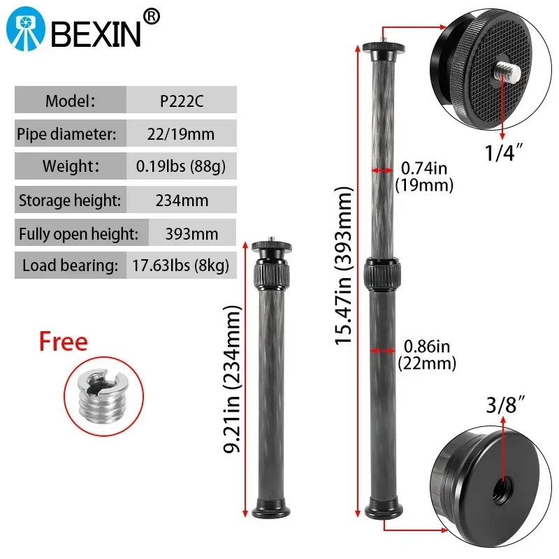 Camera Stabilizer Gimbal Carbon Fiber Extension Rod for DJI Ronin Zhiyun FeiyuTech tripod extension rod