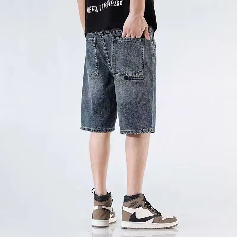 Outdoor Invisible Open Crotch Sex Men's Jeans Casual Classic Fit Drawstring Summer Beach Shorts with Elastic Waist and Pockets