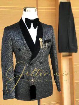 Abito da uomo di alta qualità 2 pezzi Set Abito da sposa da uomo Abito Giacca di lusso Pantaloni Abito formale jacquard Giacche abiti da no