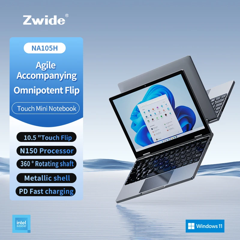 Zwide Mini Laptop Tablet 2-in-1 10.5-inch lntelN150 (up to) 3.6GHz) Windows 11 Laptops 1