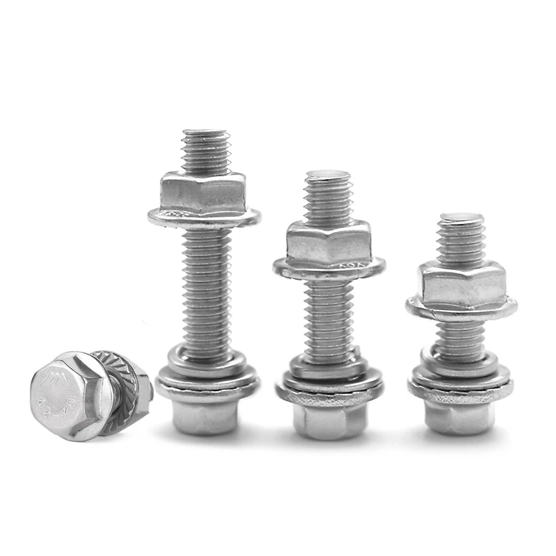 M6 M8 Metric Flange Hex Bolt and Nut Set 304 Stainless Steel / Black Zinc Plated Alloy Steel 10.9 Grade Screw Lock & Flat Washer screw bolt nut set hex nuts assortment kit screw washer nut kit