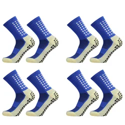 Anti - Slip Outdoor Sport Grip Socks for Soccer and Yoga (Unisex) (4 Pairs blue)