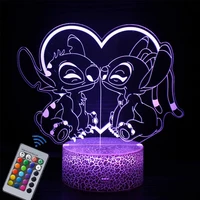 Stitch Lamp 16Colors 3D Night Light with Remote Control Room Decor Valentine's Day Anniversary Birthday Present Christmas Gifts 1