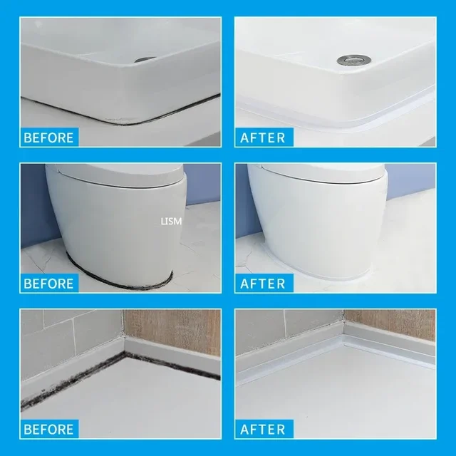 Bagno Doccia Lavandino Bagno Nastri sigillanti Strisce sigillanti adesive in PVC Adesivi murali impermeabili per bagno Cucina Nastro sigillante 4