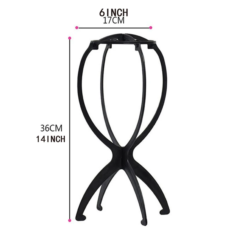 Folding Wig Stand 1Pc Portable Plastic Wig Head Stand Black Hang Hair Display Tools wig stand