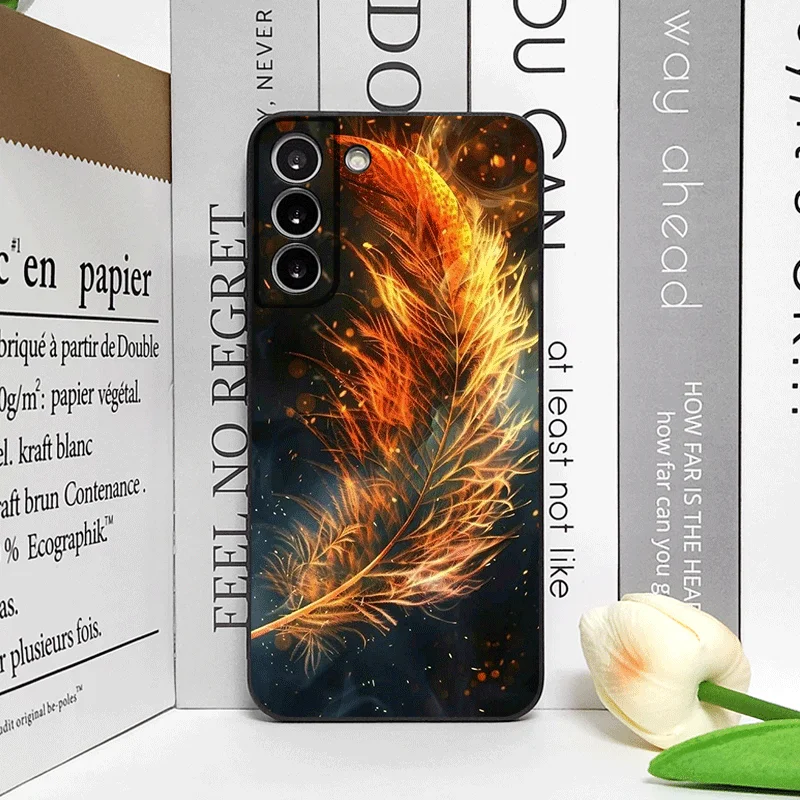 Luxury Phoenix Fire Feather Pattern Soft Silicone Phone Case