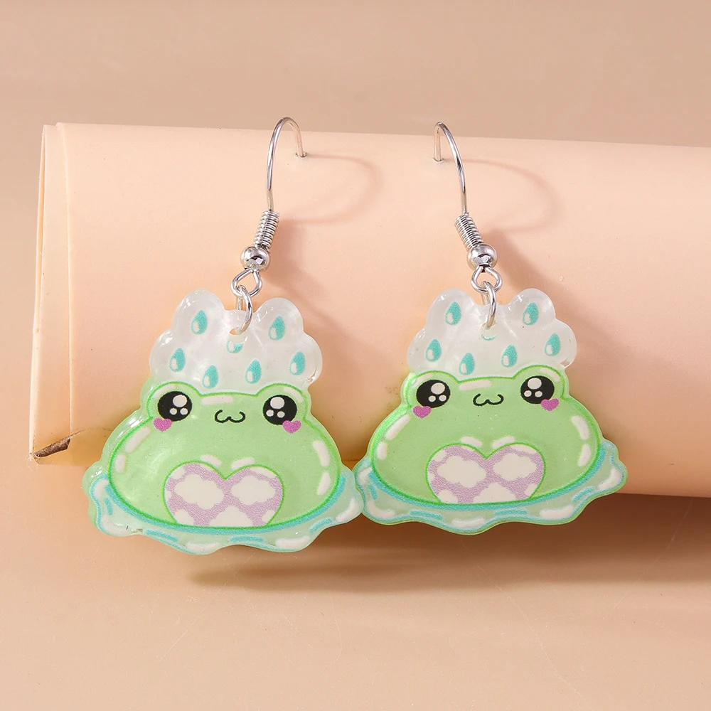 Aihua New Boho Acrylic Frog Earrings for Women Cartoon Animal Earrings Funny Jewelry Gifts