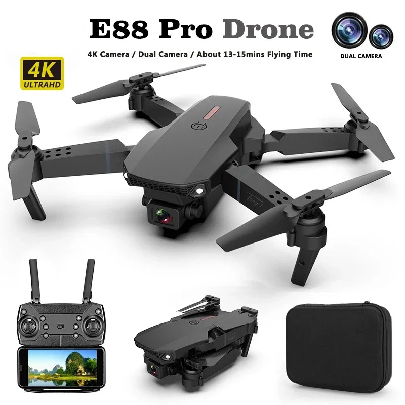 ZHENDUO E88 Pro HD 듀얼 카메라, WIFI FPV 드론, 광각 높이 유지, RC 접이식 쿼드콥터 헬리콥터 선물 