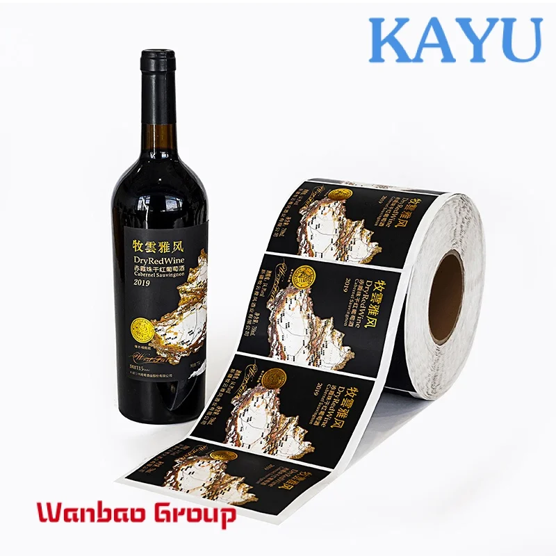 Custom  Luxury Custom Gold Foil Waterproof Adhesive Private Logo Red Wine Bottle Brand Product Packaging Label Sticker Printing