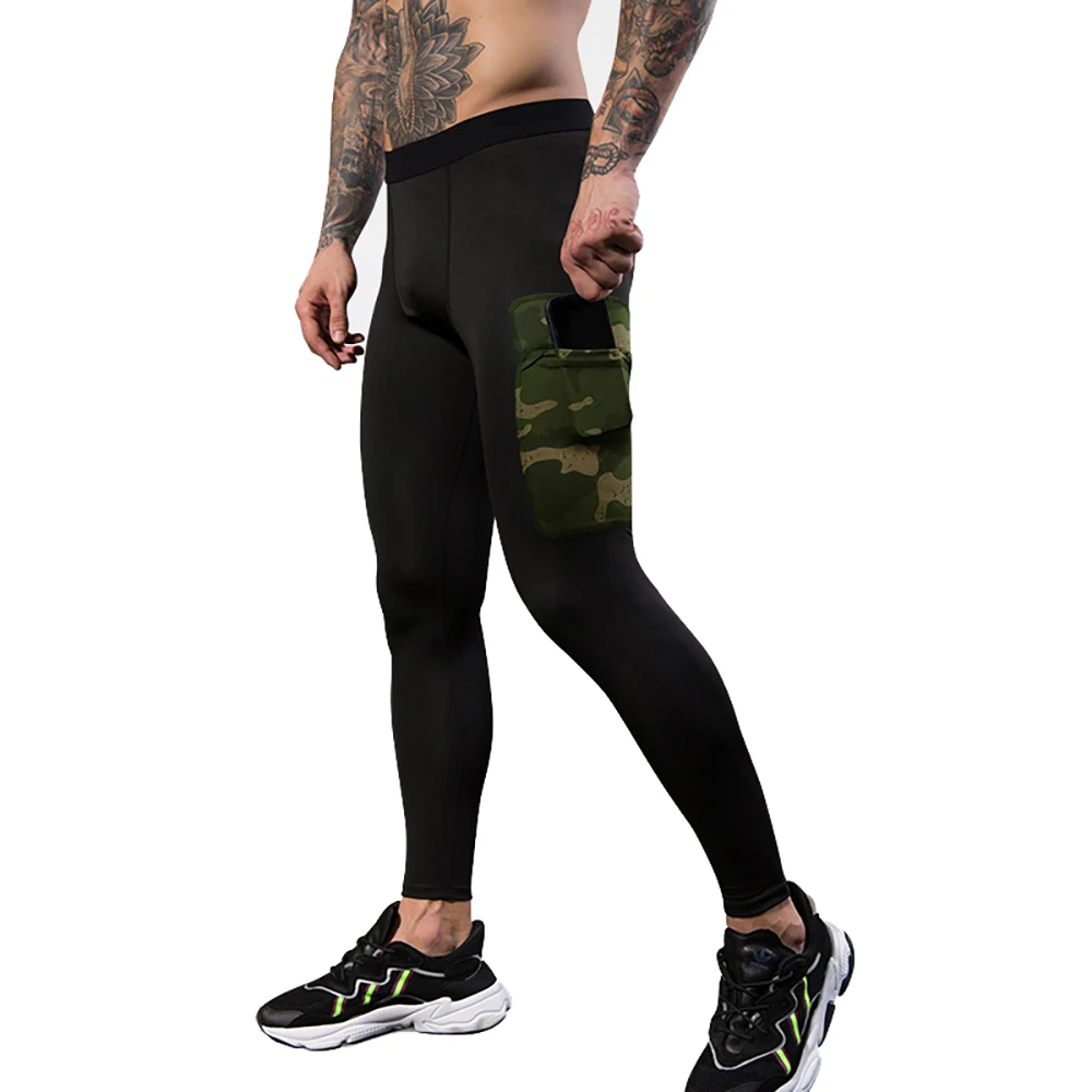 

Men Running Tights with Pocket Sport Leggings Compression Underwear Quick-drying Camo Pants Jogging Fitness Gym Trousers MMA