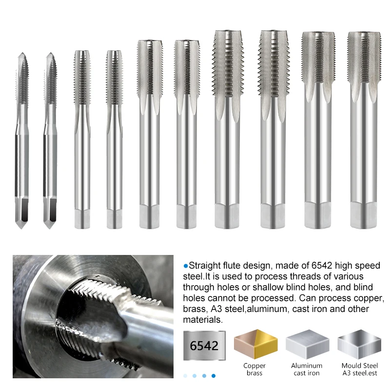 Hampton 1Pc Rechterhand Schroef Tap Boor M3 M4 M5 M6 M7 M8 M10 M12 M14 Draad Tap voor Metalen Hss Metric Plug Tap De Hand Tap  1420