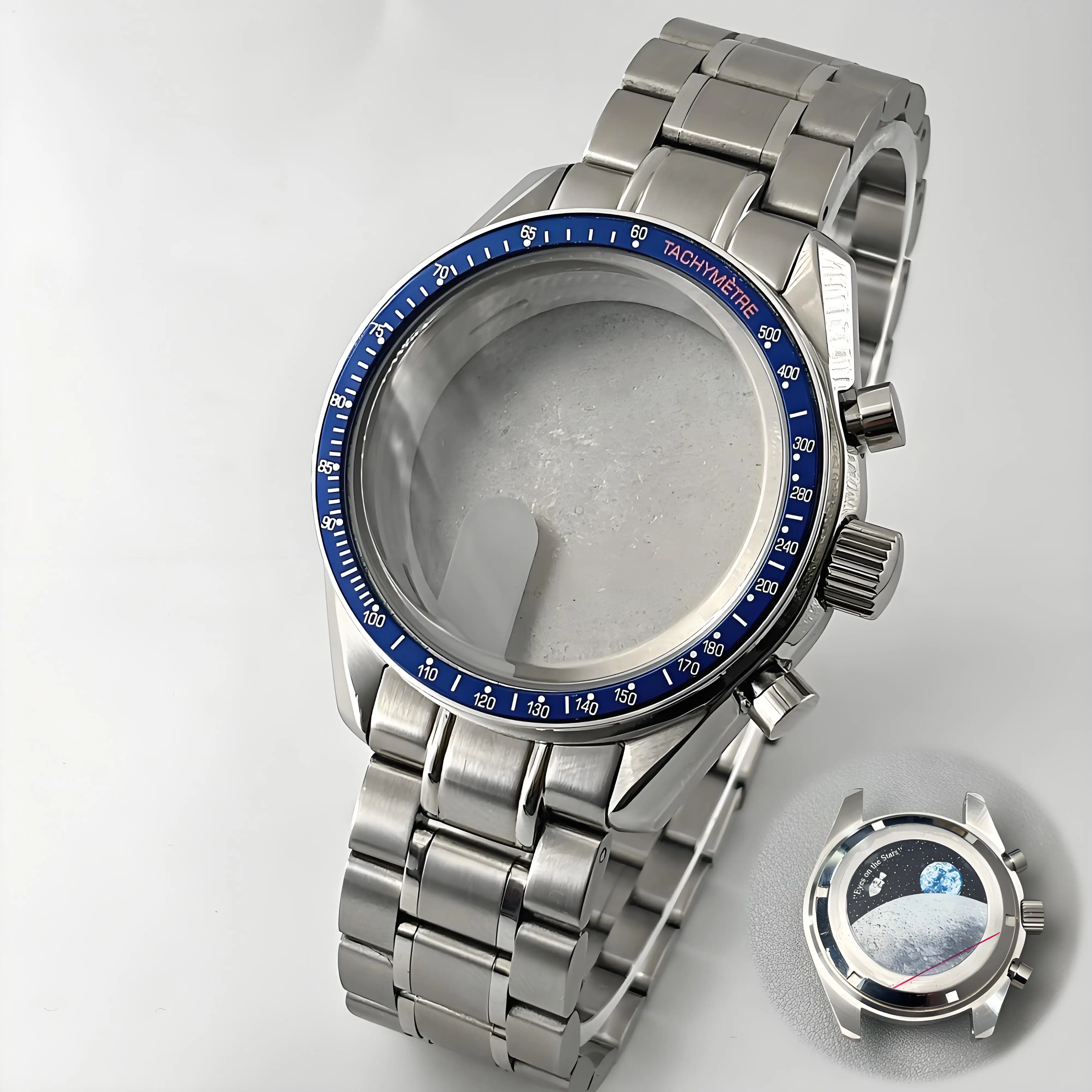 Moon Metal Chronograph Case with Sealed Back and Bezel - Elegant Business Watch