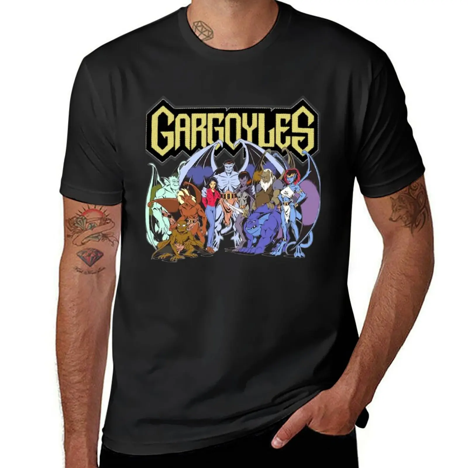 Gargoyles The Origin T-Shirt Customs Anime Top Vintage Mens Vintage T-Shirt