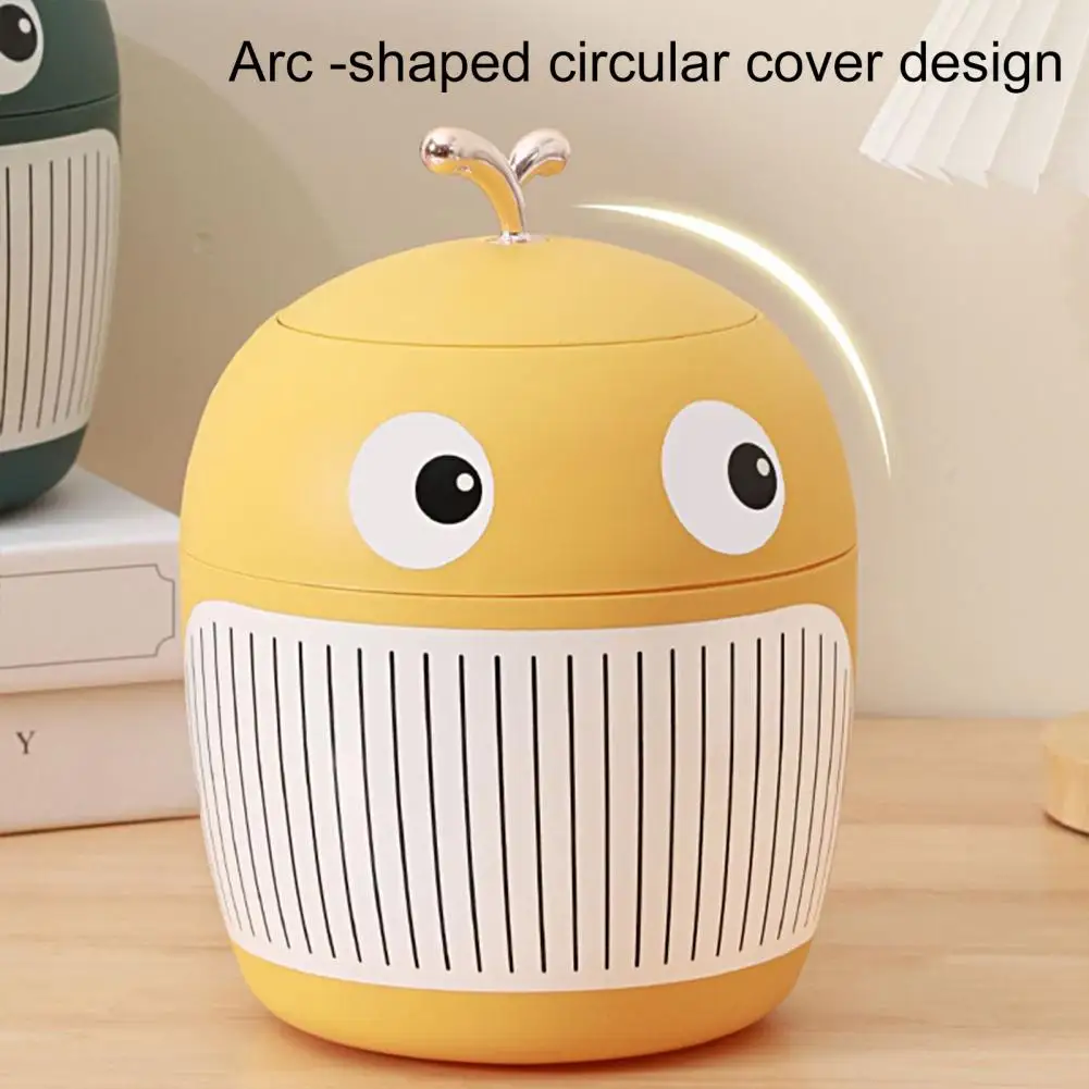 

Cute Whale Shape Small Desk Trash Can with Lid Reusable Waste Bin Round Storage Trash Garbage Can Waste Basket Office Table