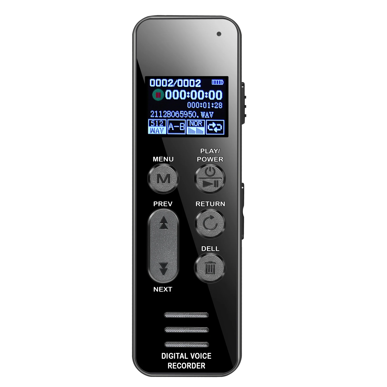Vandlion V63 Handhold Voice Recorder 1050mAH 100H Long Time Record WAV 3072kbps HiFi Recording One Button to Record Dictaphone