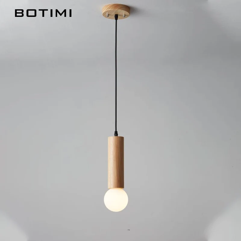 BOTIMI Wire Hanging Wood Chandelier Lighting For Dinning Room Solid wood Chandeliers Staircase Lustres Wooden Suspension Lights