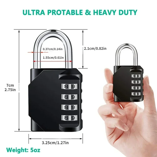 2pcs Combination Lock Resettable 4 Digit Padlock Combination Waterproof and Heavy Duty Combination Padlock Outdoor Digital Lock 3