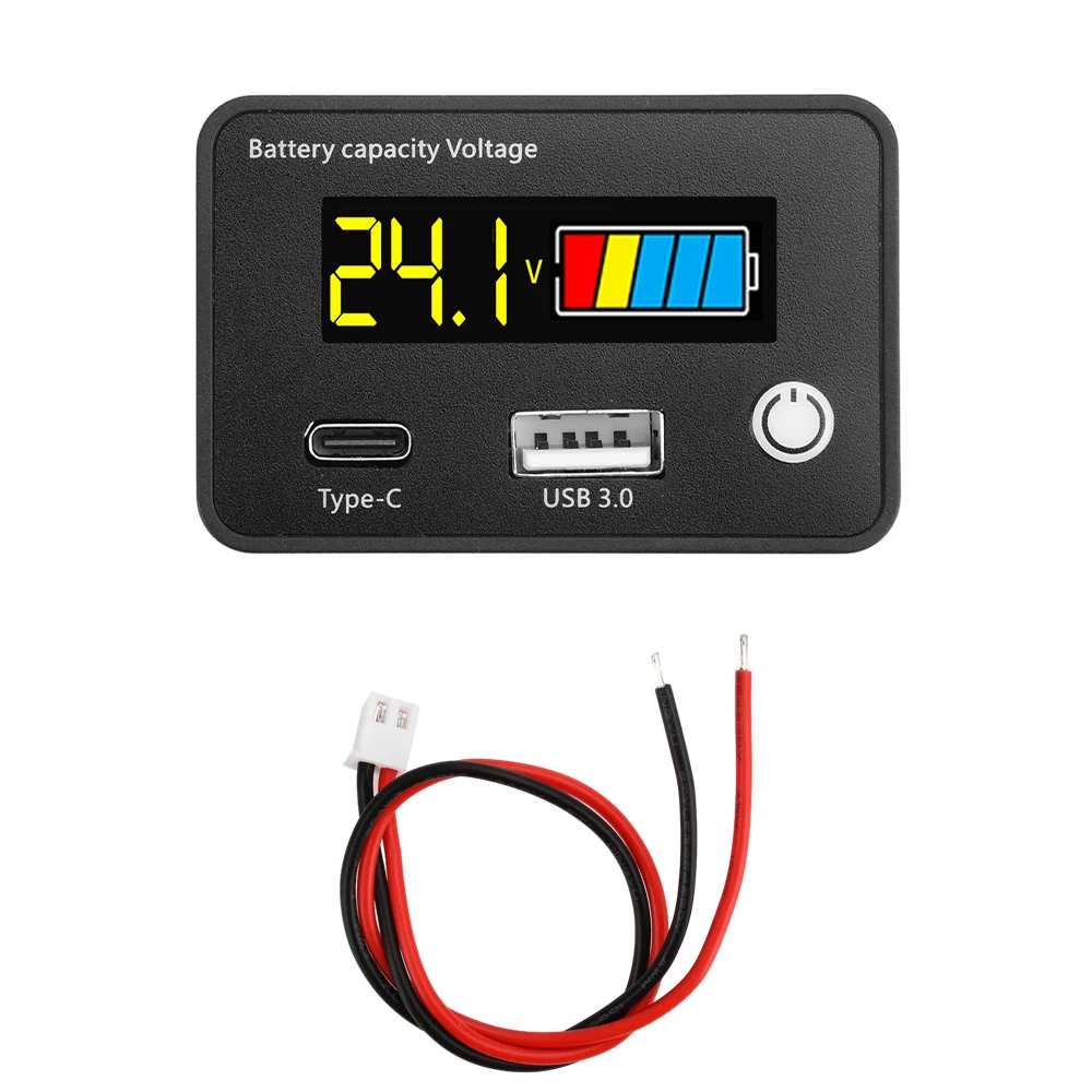 DC 8-30V Digital Battery Capacity Tester LCD Level Detector For 12V 24V Lead-Acid/Ternary Lithium/Lithium Iron