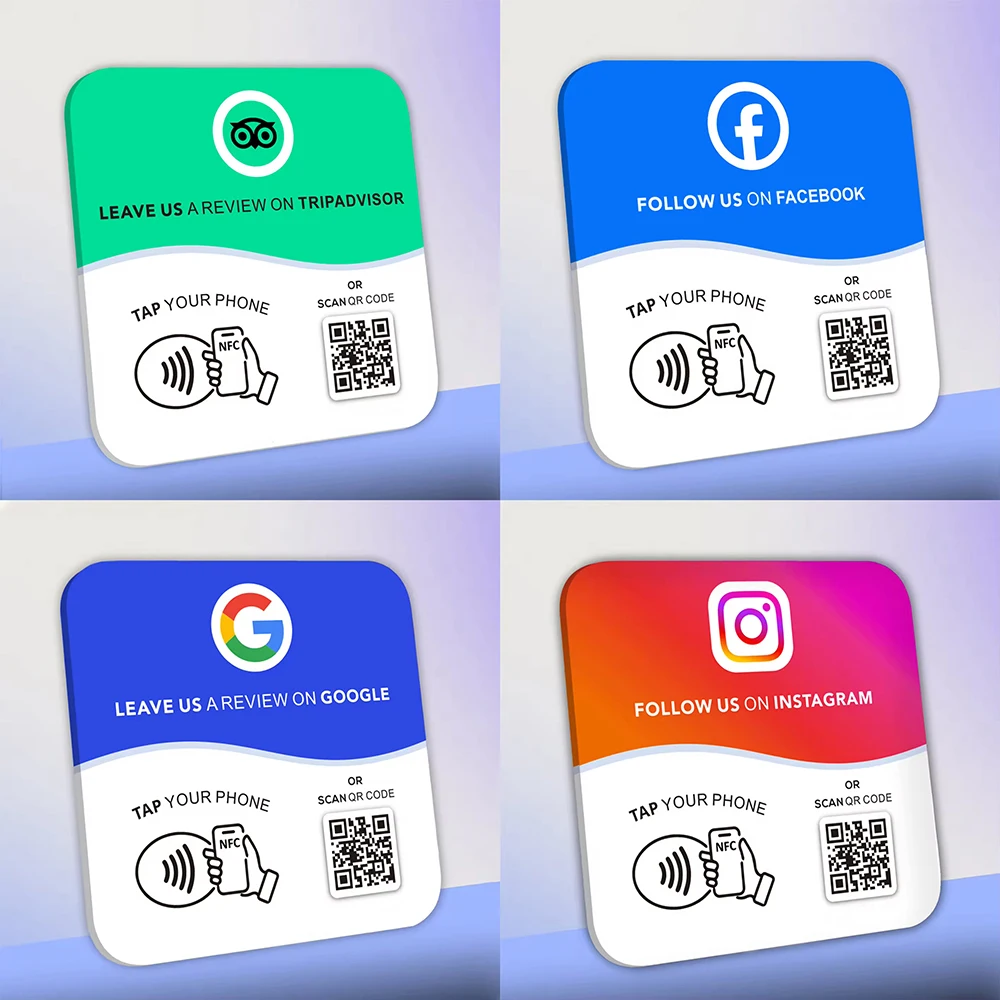 맞춤형 아크릴 QR 코드 간판, 인스타그램에서 팔로우하세요, NFC 탭 소셜 ..