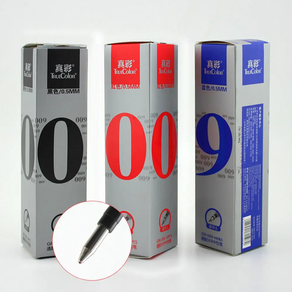 20 개/대 젤 펜 리필 막대 0.5mm 블랙 블루 레드 잉크 중립 펜 세척 가능 핸들 리필 막대 학교 용품 문구