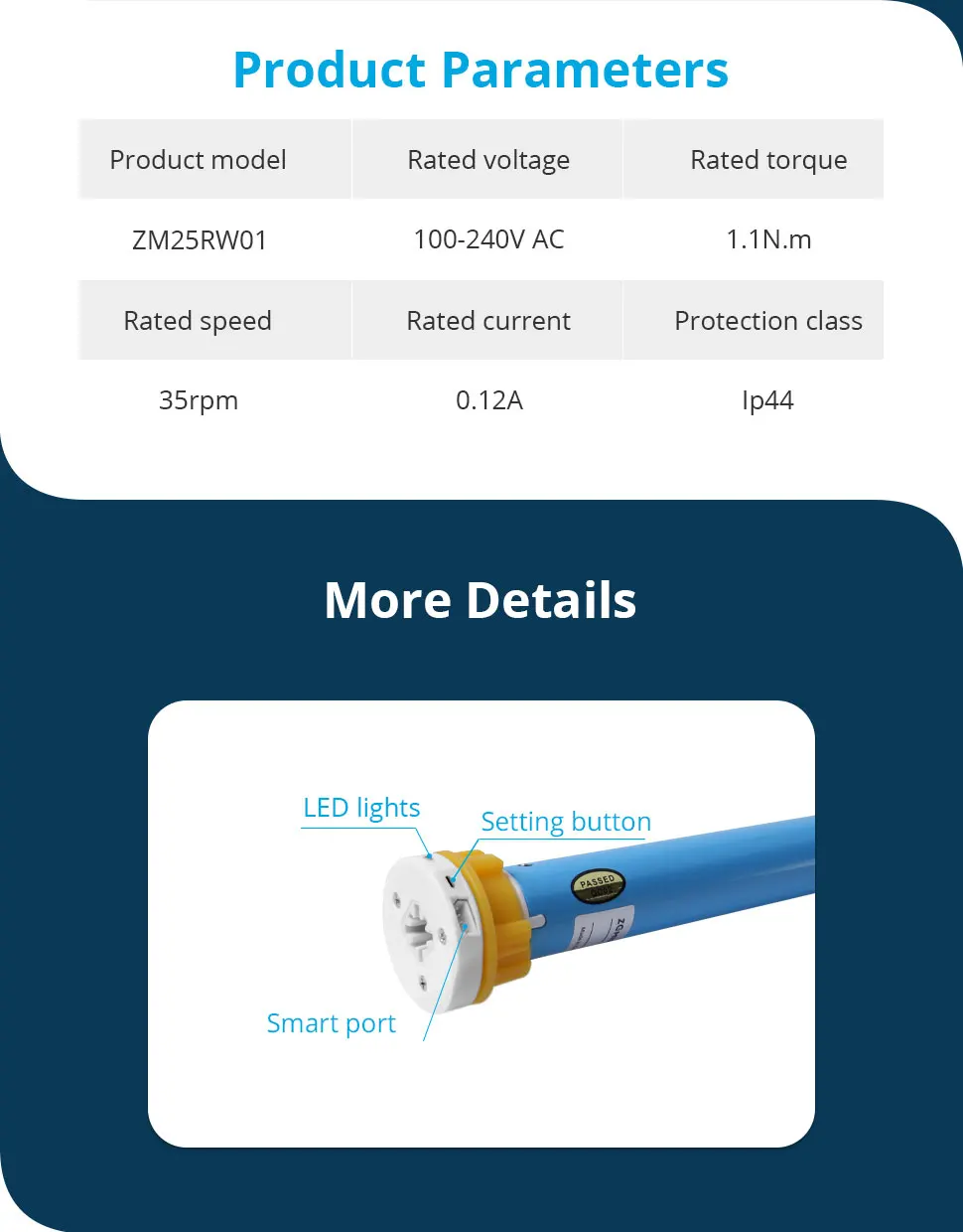 Zemismart motor 37mm 38mm tube compatible mechanism