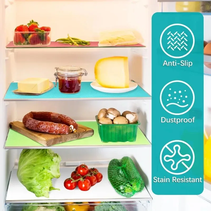 4-Pack Waterproof & Oil-Proof Washable Refrigerator Shelf Liners