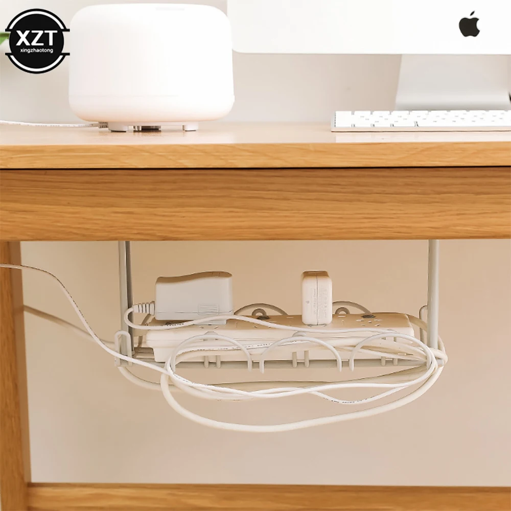 Under Table Storage Rack Wire Cable Shelf Basket Desk Rack Electric Organizer Box Hanging Storage Cabinet Holder Wire Organizers