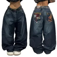 2024 New American Hip-hop Retro Loose Jeans Female Y2K Harajuku High Waist Wide leg Pants Gothic Wide Pants Street Pants Male 2