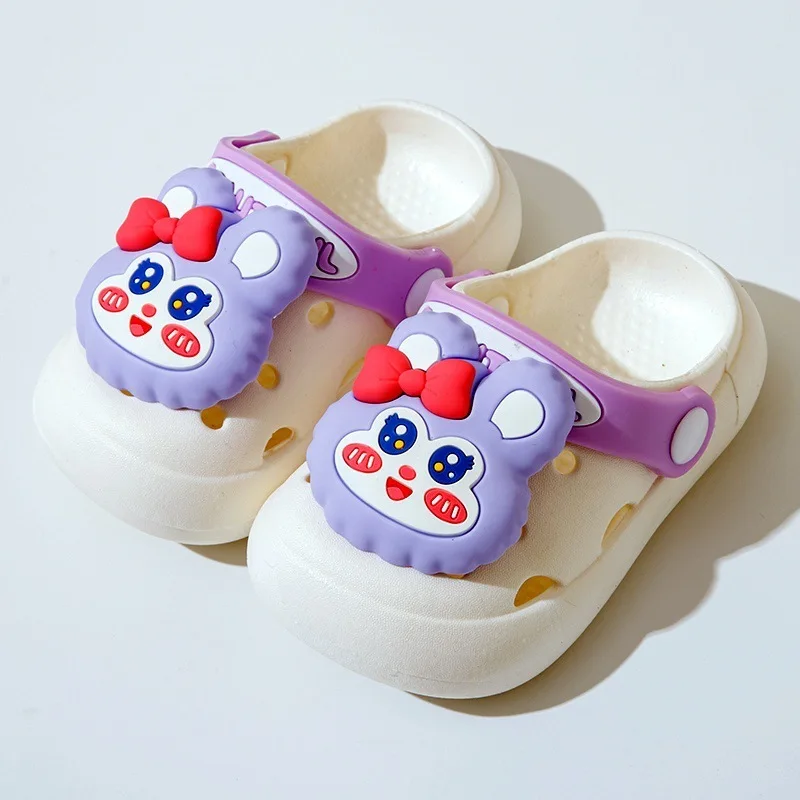 Baby Hole Slippers Kids Three-dimensional Cartoon Pattern Shoes Children Beach Sandals Soft Bottom Girls Boys Indoor Footwear