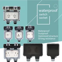 เต้ารับติดผนังกลางแจ้งกันน้ำมาตรฐาน IP66 ของสหราชอาณาจักร พร้อมสวิตช์ สำหรับบ้านและสวน รองรับปลั๊กขนาดใหญ่ แบบสองช่อง 2