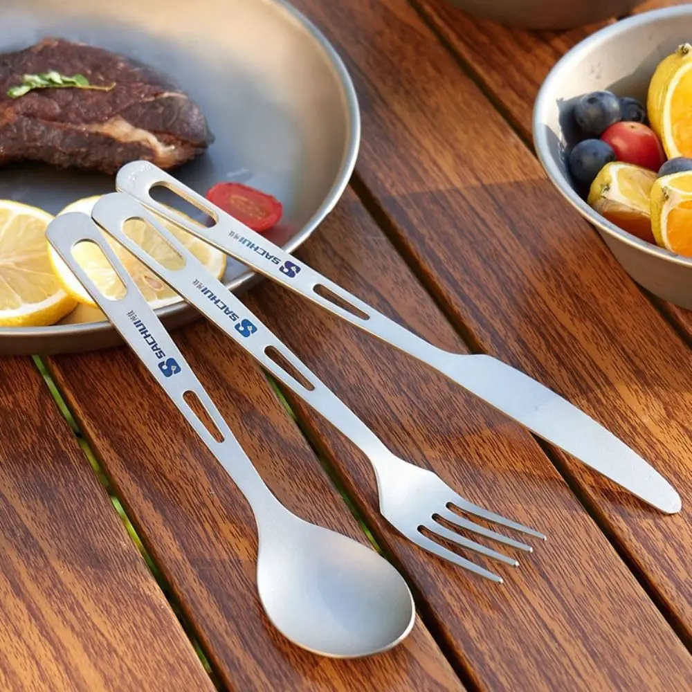 1Pc Portable Titanium Long Handle Spoon Camping Light Titanium Cookware Cutlery Fork EDC Environmental Outdoor Picnic Accessorie Camping Cutlery Portable Tableware Camping Cookware Portable Cutlery Titanium Tableware