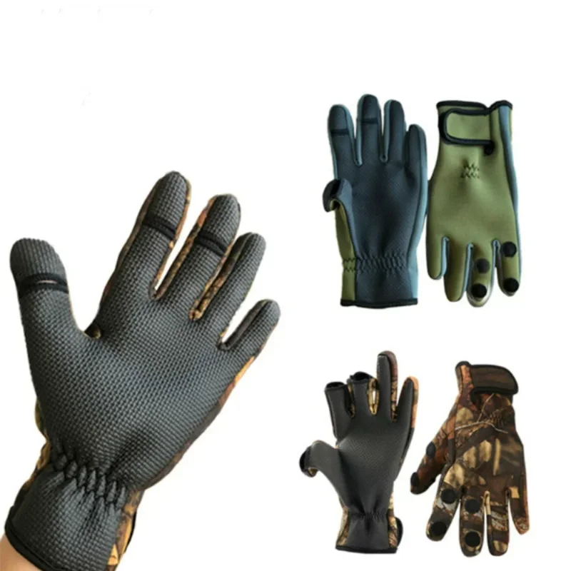 Fingerless Gloves Fishing Gloves Outdoor Winter Fishing Gloves Waterproof Mitten Three Fingers Cut Anti-slip Climbing Glove Hiking Camping Riding Gloves