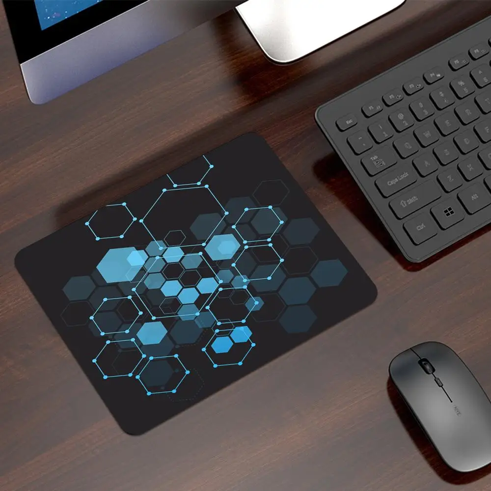 Abstrakte schwarze Sechseck Muster Mauspad kleine blaue Mauspad Gaming Zubehör Büro Schreibtisch matte Laptop Computer Maus matte