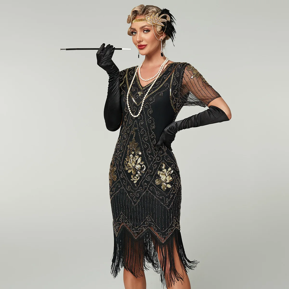 New Sexy 1920s Downton Abbey Bridesmaid Wedding Guest Homecoming Black Tie Jazzage Flapper Dress 1920s Great Gatsby Art Deco