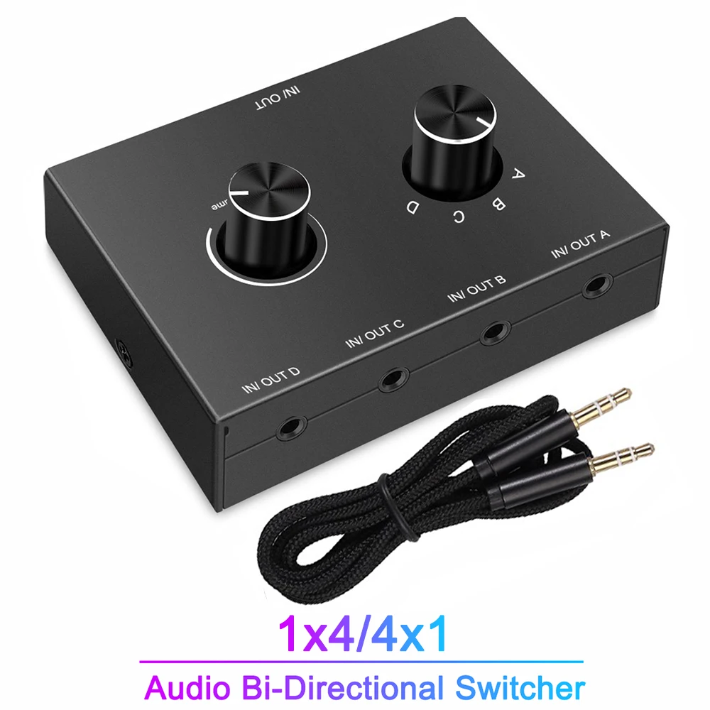 Sdoppiatore Audio Da 3,5 Mm 2 In 1 / 1 In 2 – Selettore Manuale In Alluminio Per Cuffie, Nero
