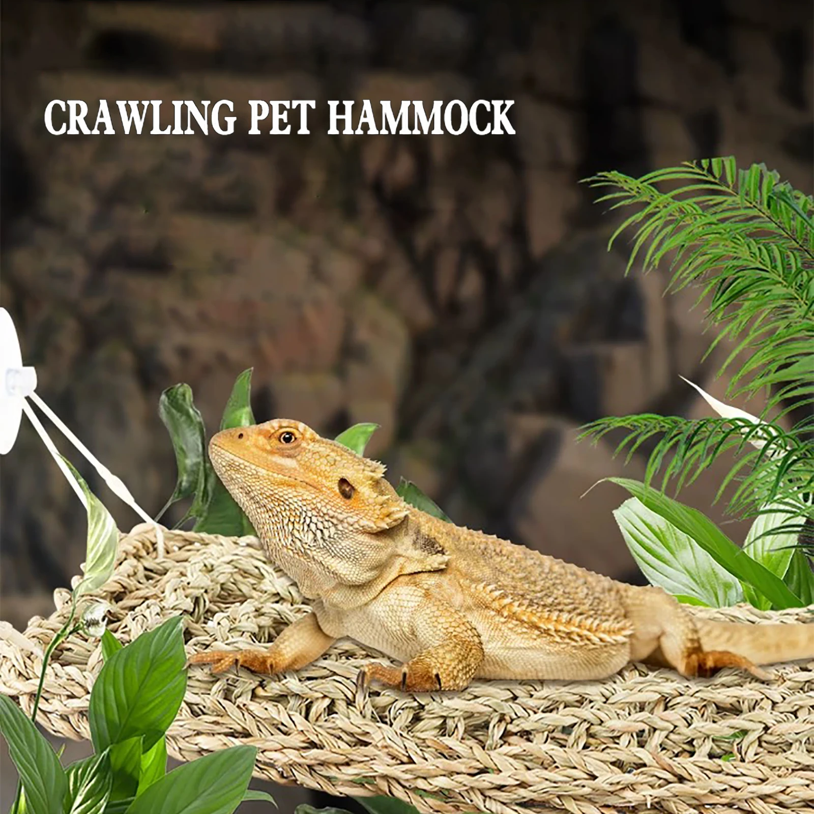 Reptile Lizard Bearded Dragon Hammock Iguana Grass Mat Bed Terrarium Decoration For Lizard Habitats Hideout Lounger Accessories