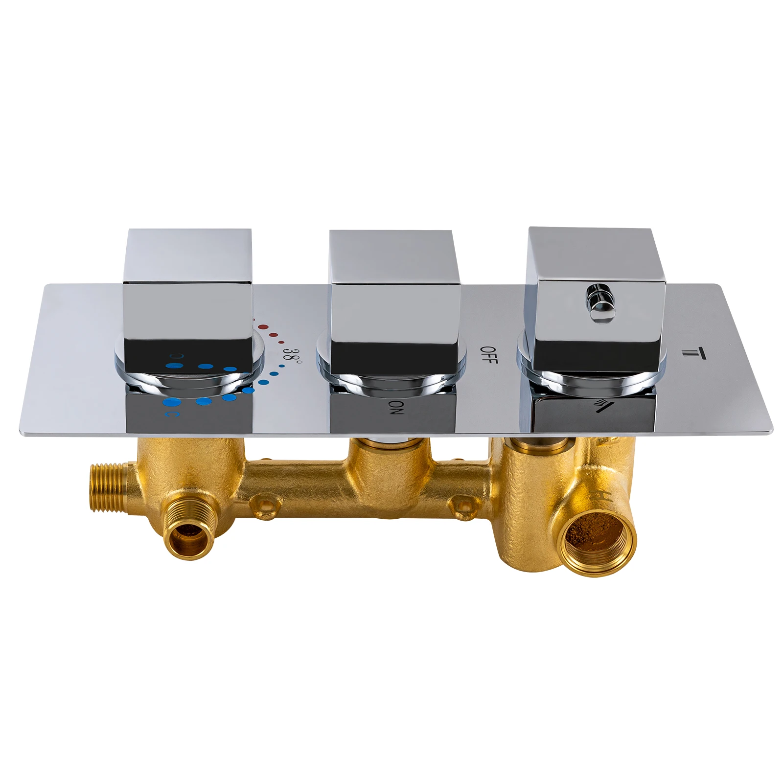 Description Picture 4 of itemBrass Concealed 3-Way Shower Diverter Thermostatic Mixer Faucet Mixing Valve